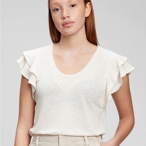Gap Linen Blend Flutter Top